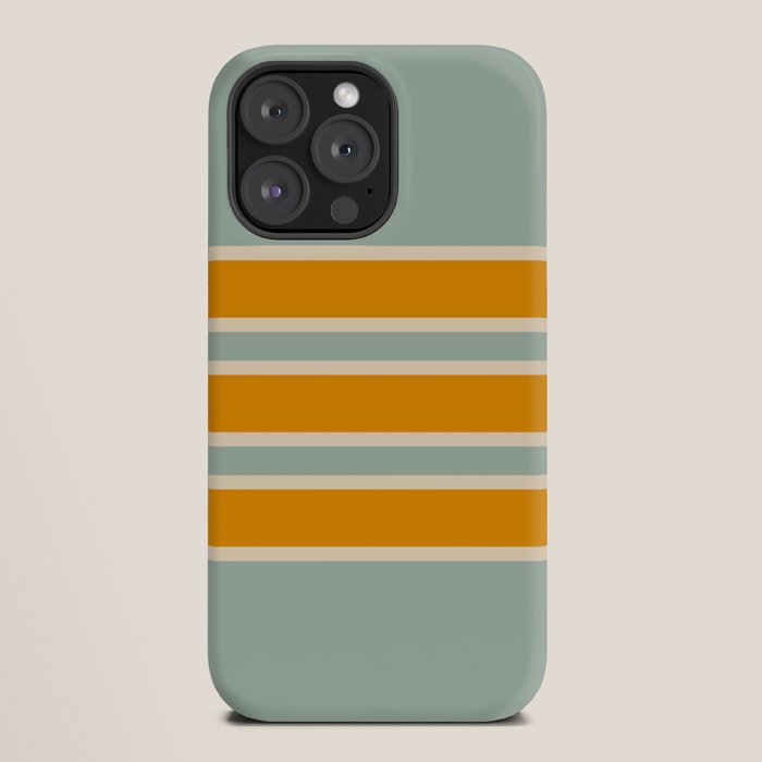 70s Style Mint Orange White Retro Stripes Pomona iPhone Case