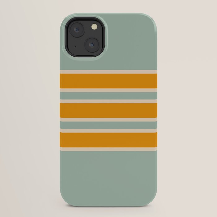 70s Style Mint Orange White Retro Stripes Pomona iPhone Case