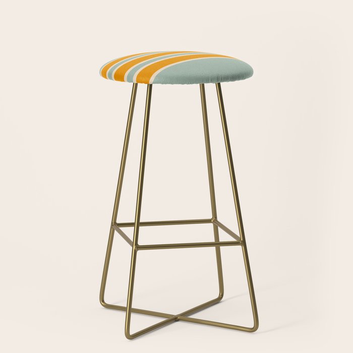 70s Style Mint Orange White Retro Stripes Pomona Stool