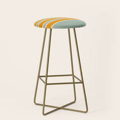 70s Style Mint Orange White Retro Stripes Pomona Stool