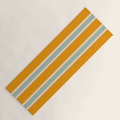 70s Style Mint Orange White Retro Stripes Pomona Yoga Mat