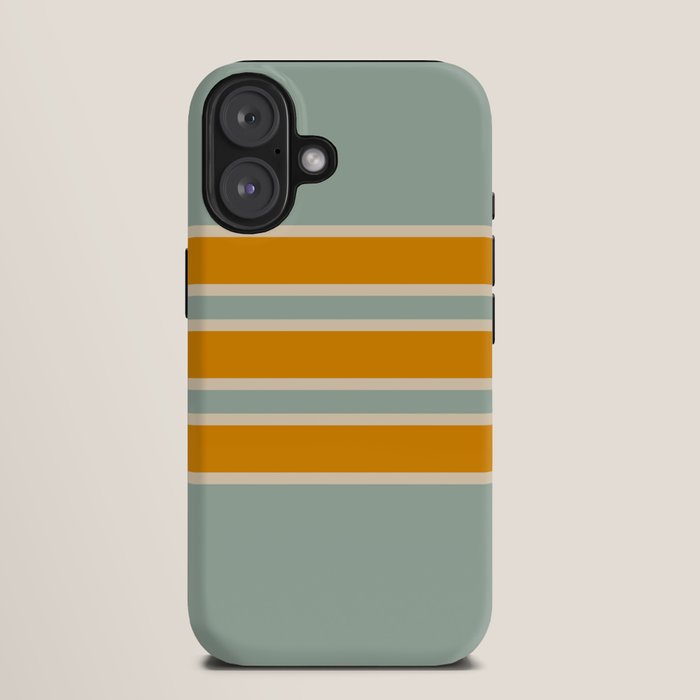 70s Style Mint Orange White Retro Stripes Pomona iPhone Case