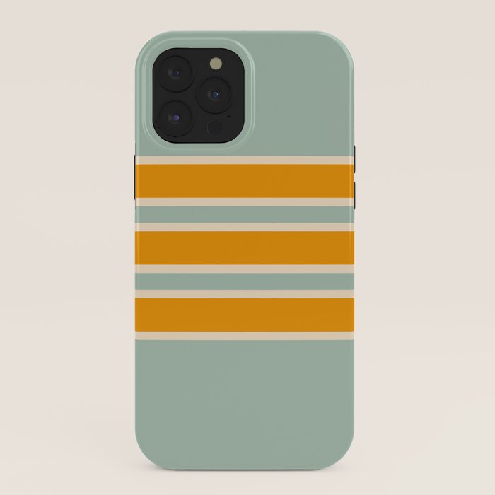 70s Style Mint Orange White Retro Stripes Pomona iPhone Case