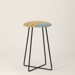70s Style Mint Orange White Retro Stripes Pomona Stool