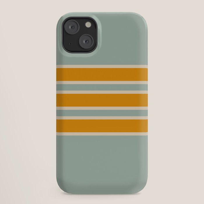70s Style Mint Orange White Retro Stripes Pomona iPhone Case