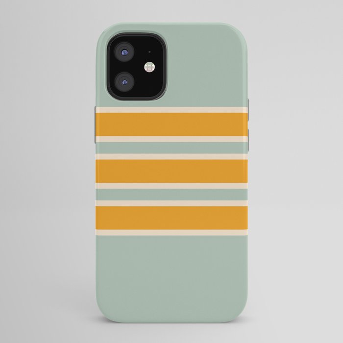 70s Style Mint Orange White Retro Stripes Pomona iPhone Case