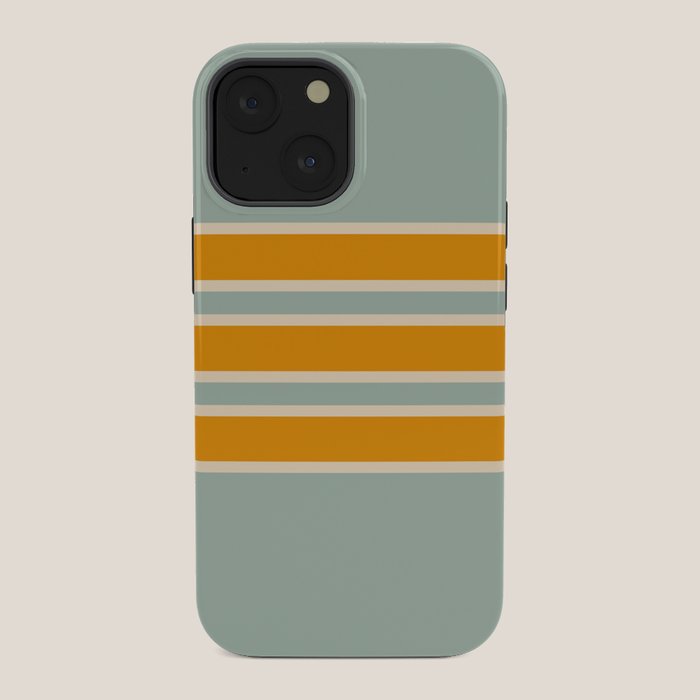 70s Style Mint Orange White Retro Stripes Pomona iPhone Case