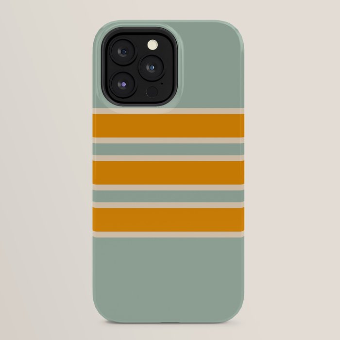 70s Style Mint Orange White Retro Stripes Pomona iPhone Case