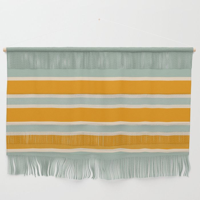 70s Style Mint Orange White Retro Stripes Pomona Wall Hanging