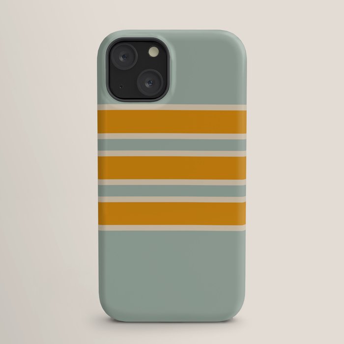 70s Style Mint Orange White Retro Stripes Pomona iPhone Case