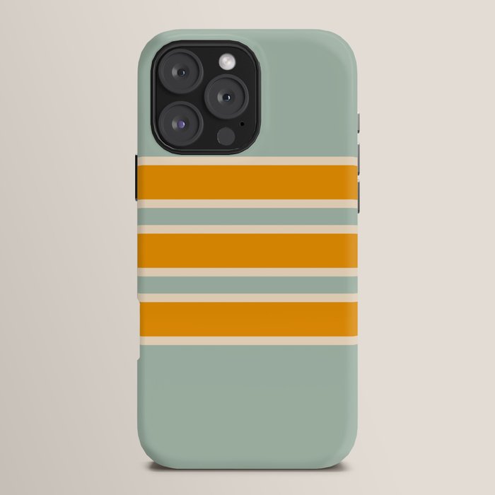 70s Style Mint Orange White Retro Stripes Pomona iPhone Case