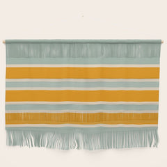 70s Style Mint Orange White Retro Stripes Pomona Wall Hanging