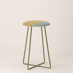 70s Style Mint Orange White Retro Stripes Pomona Stool