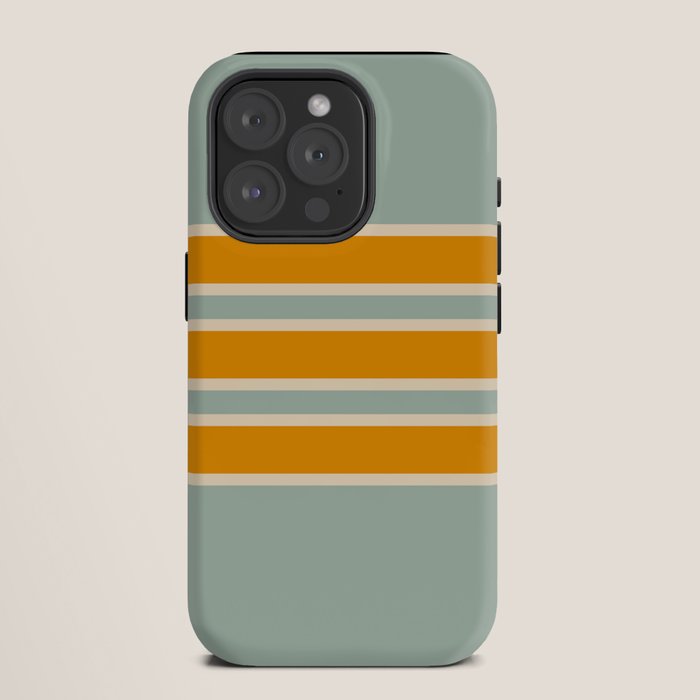 70s Style Mint Orange White Retro Stripes Pomona iPhone Case