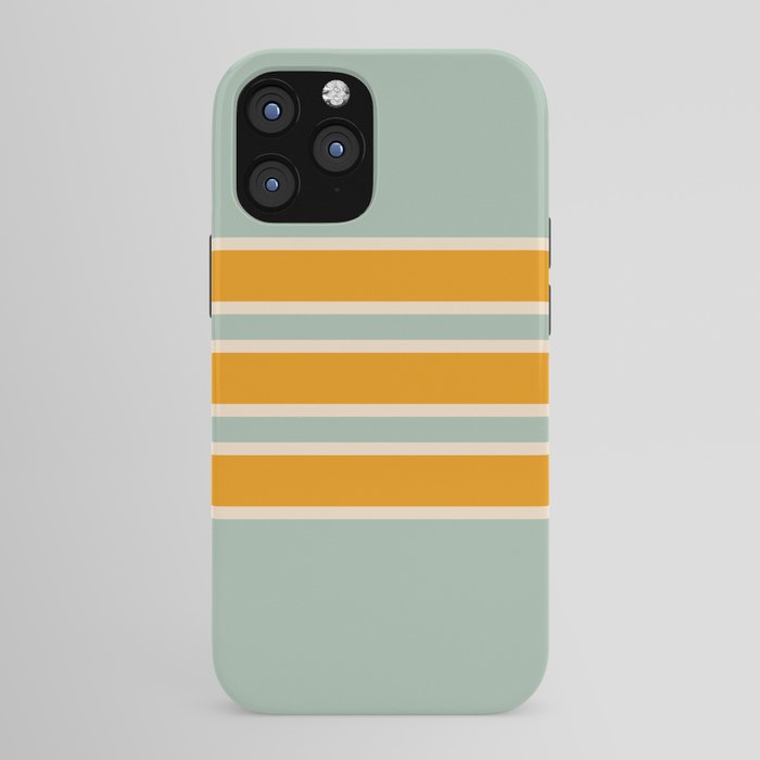 70s Style Mint Orange White Retro Stripes Pomona iPhone Case