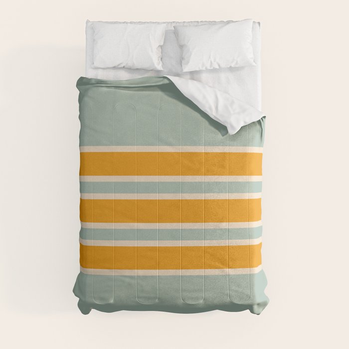 70s Style Mint Orange White Retro Stripes Pomona Comforter
