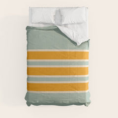 70s Style Mint Orange White Retro Stripes Pomona Comforter