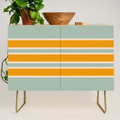 70s Style Mint Orange White Retro Stripes Pomona Credenza