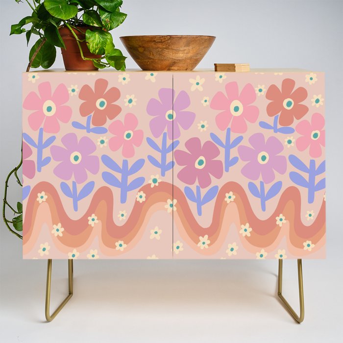 70s Retro Floral vibe Credenza