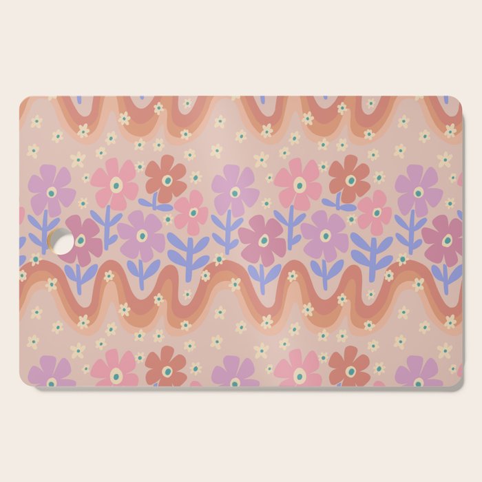 70s Retro Floral vibe Cutting Board