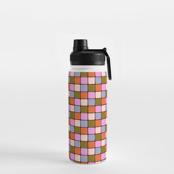 1970s Disco Dancefloor Checkerboard Pattern Water Bottle