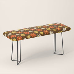 1970s flowers brown and orange Bench