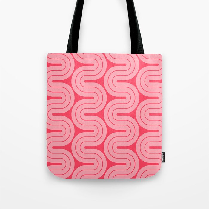 70s Throwback Wavy Stripes Pattern Tote Bag