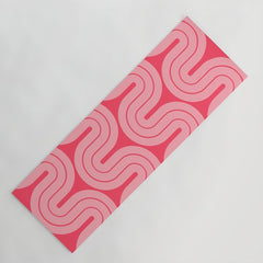 70s Throwback Wavy Stripes Pattern Yoga Mat