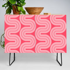 70s Throwback Wavy Stripes Pattern Credenza