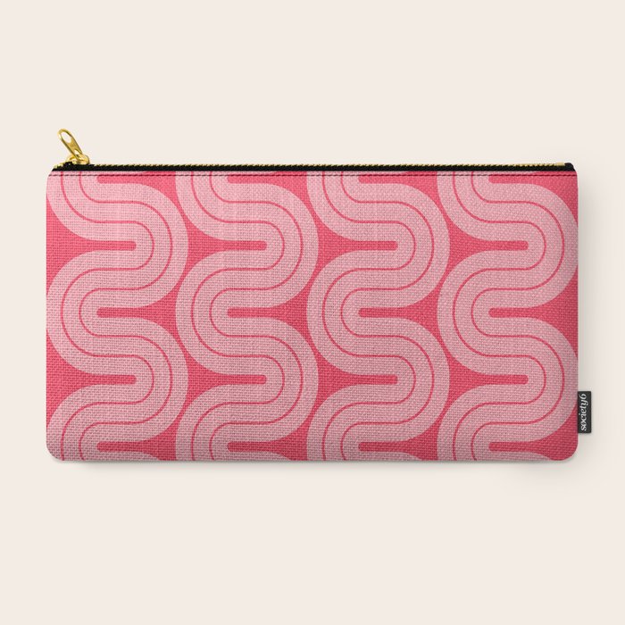 70s Throwback Wavy Stripes Pattern Carry All Pouch