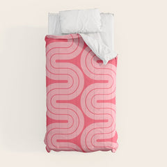 70s Throwback Wavy Stripes Pattern Comforter