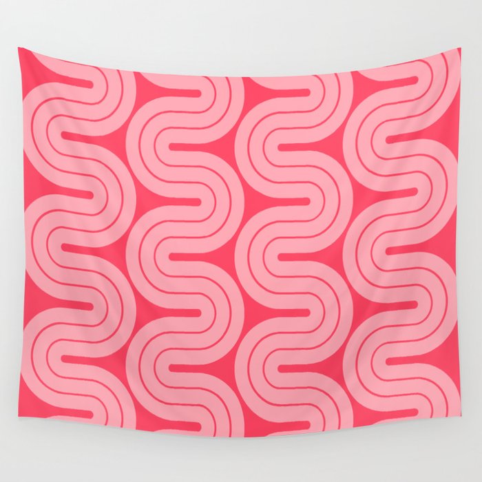 70s Throwback Wavy Stripes Pattern Wall Tapestry