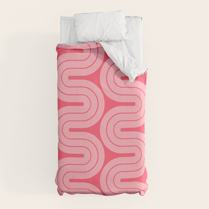 70s Throwback Wavy Stripes Pattern Duvet Cover