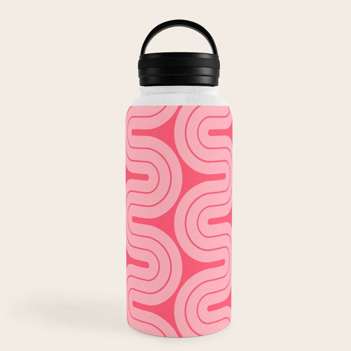 70s Throwback Wavy Stripes Pattern Water Bottle