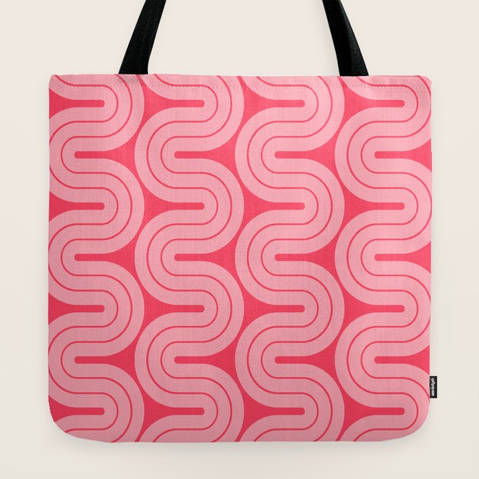 70s Throwback Wavy Stripes Pattern Tote Bag