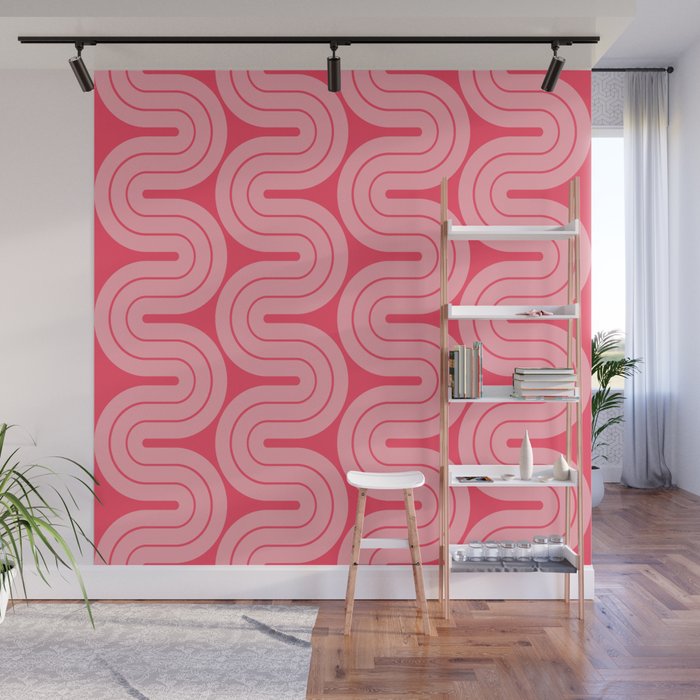 70s Throwback Wavy Stripes Pattern Wall Mural