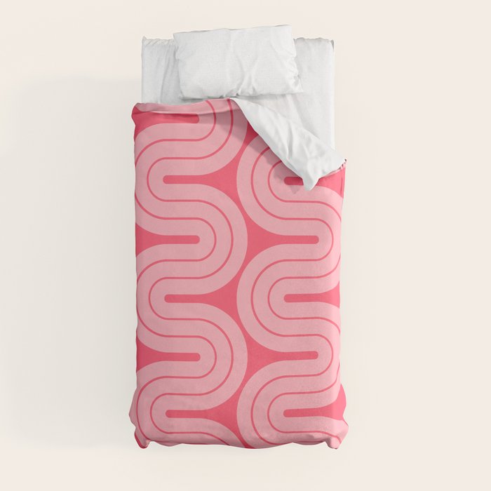 70s Throwback Wavy Stripes Pattern Duvet Cover