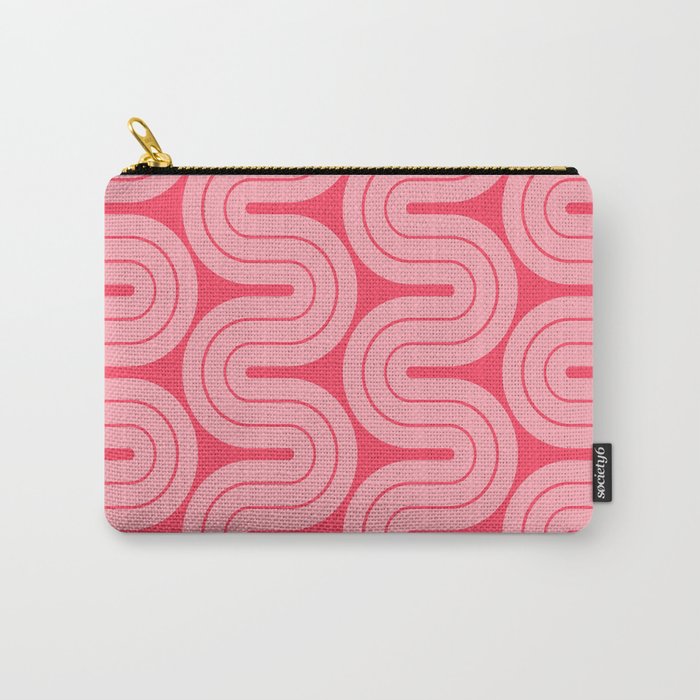 70s Throwback Wavy Stripes Pattern Carry All Pouch