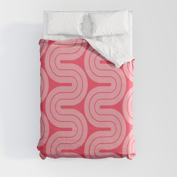 70s Throwback Wavy Stripes Pattern Duvet Cover