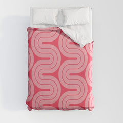 70s Throwback Wavy Stripes Pattern Duvet Cover