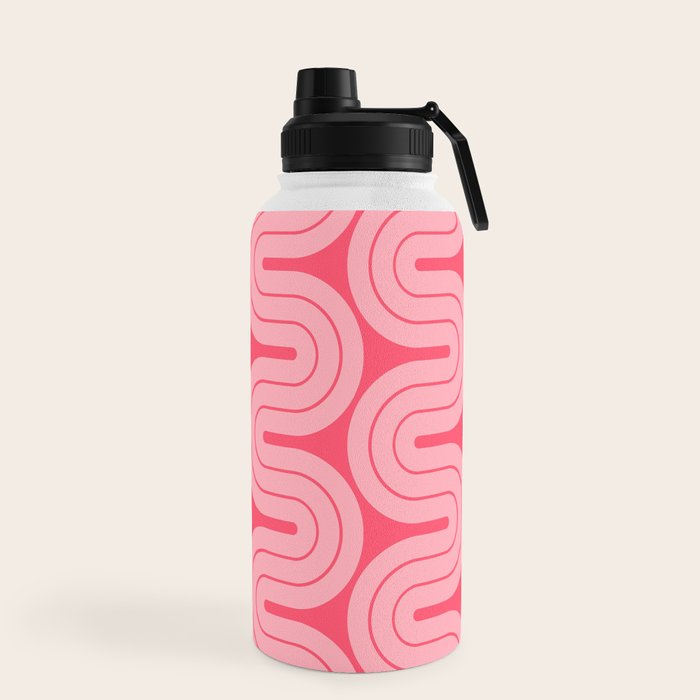 70s Throwback Wavy Stripes Pattern Water Bottle