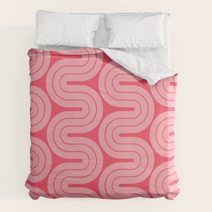 70s Throwback Wavy Stripes Pattern Duvet Cover