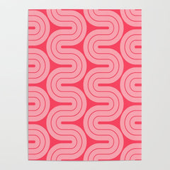 70s Throwback Wavy Stripes Pattern Poster