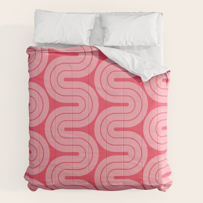 70s Throwback Wavy Stripes Pattern Comforter
