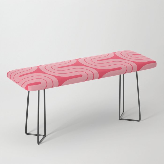 70s Throwback Wavy Stripes Pattern Bench