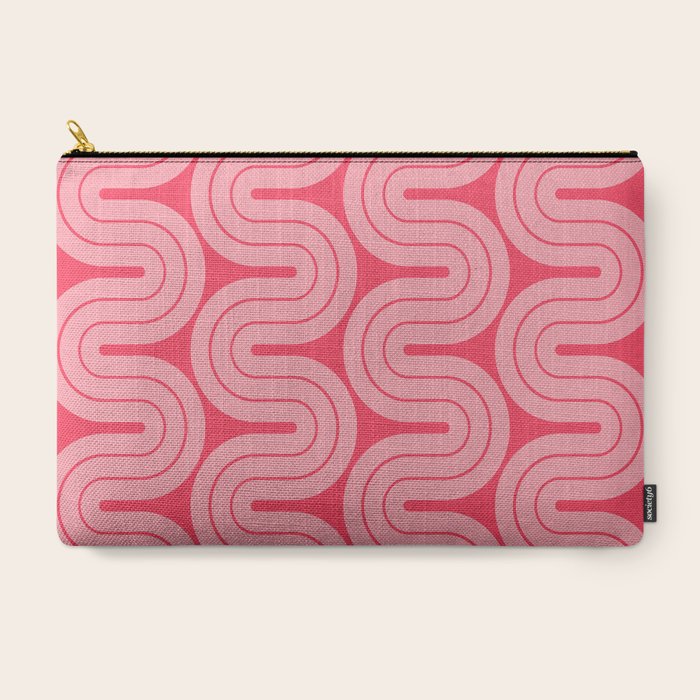 70s Throwback Wavy Stripes Pattern Carry All Pouch