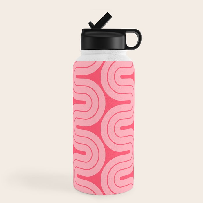 70s Throwback Wavy Stripes Pattern Water Bottle