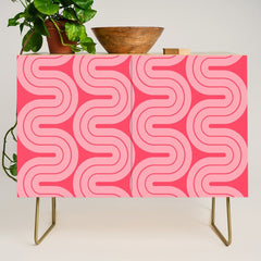 70s Throwback Wavy Stripes Pattern Credenza