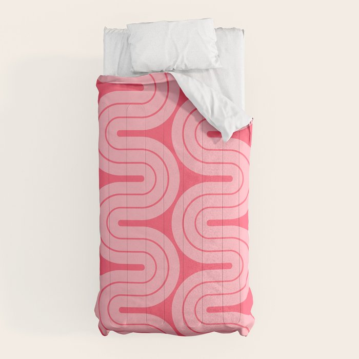 70s Throwback Wavy Stripes Pattern Comforter