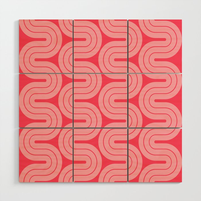 70s Throwback Wavy Stripes Pattern Wood Wall Art